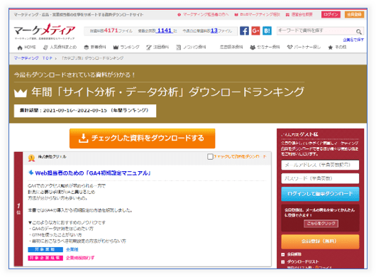 マーケメディア年間「サイト分析・データ分析」ダウンロードランキング1位