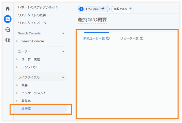 GA4レポートの維持率を表示する手順